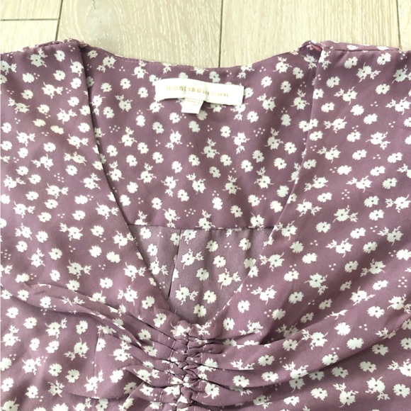 Monteau Los Angeles Mauve Floral V Neck Chiffon Dress Size S - Picture 6 of 14